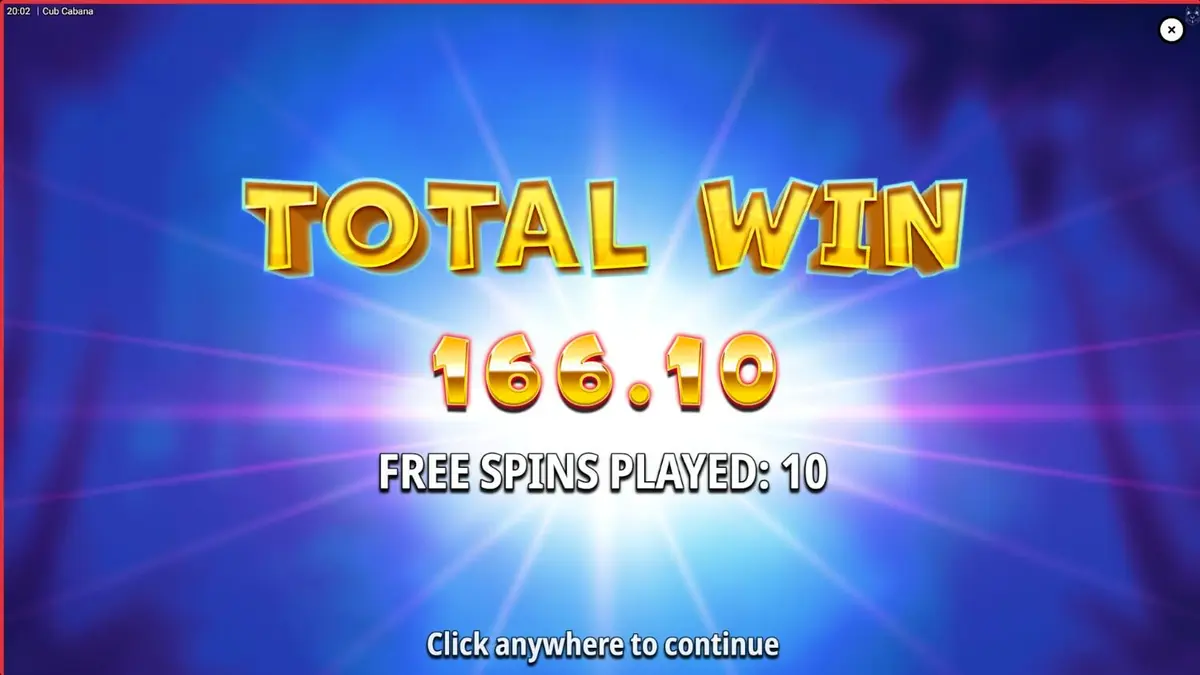 Cub Cabana slot machine tropical theme interface
